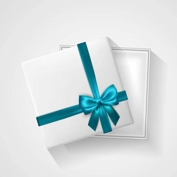 Boîte Cadeau Ouverte Blanche Avec Arc Ruban Vue Dessus Élément — Image vectorielle