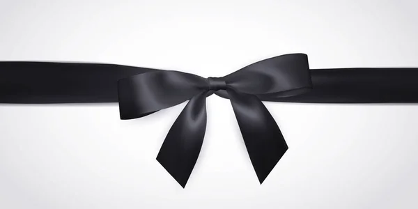 リボンの白で隔離と現実的な黒い弓 装飾贈り物 休日の要素です ベクトル図 — ストックベクタ
