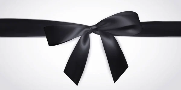 现实的黑色弓与丝带查出在白色 元素装饰礼品 向量例证 — 图库矢量图片