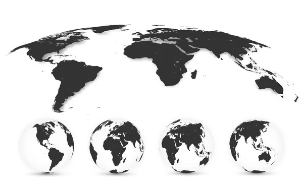 Mapa do Mundo Isolado em Fundo Branco em Cor Cinza. Globo terrestre. Mapa do mundo definido. Ilustração vetorial —  Vetores de Stock