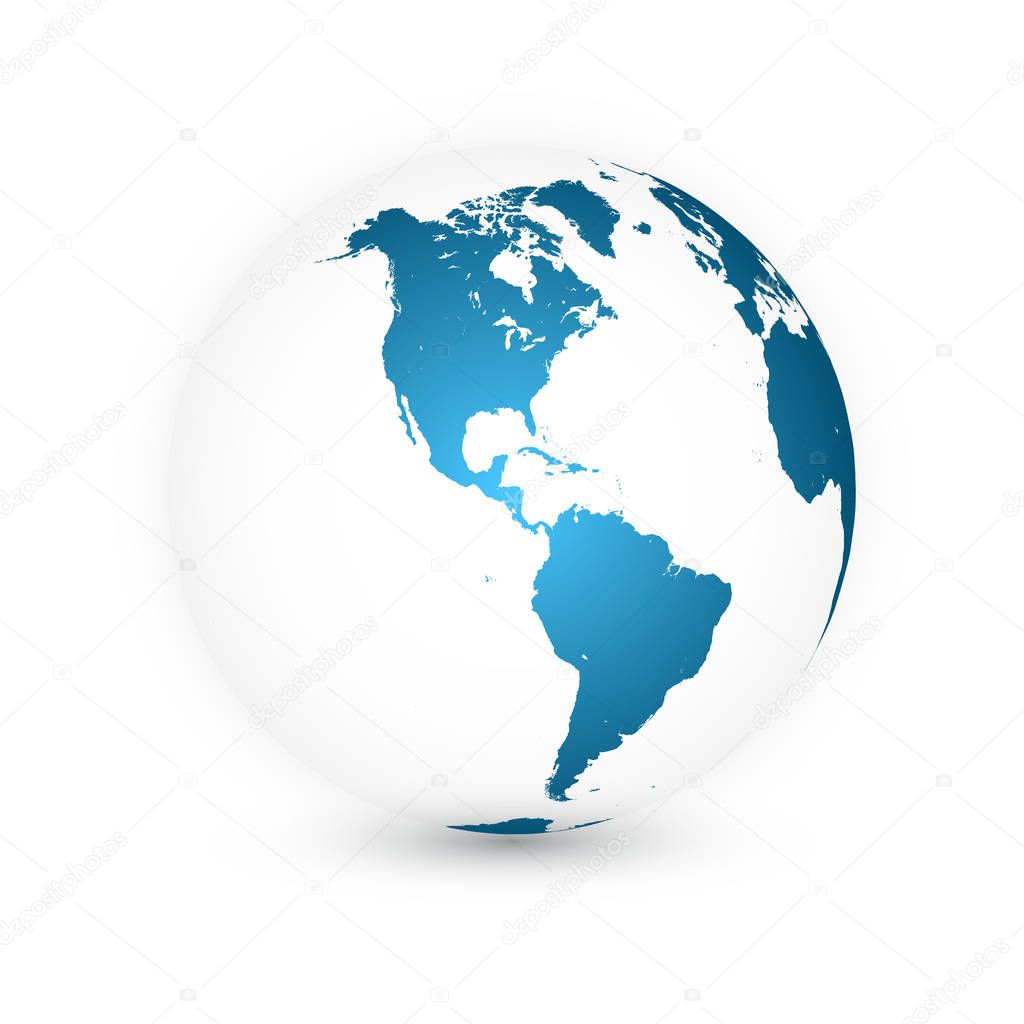 Earth globe. World map set. Planet with continents. Vector Illustration