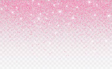 Pembe parıltı şeffaf bir arka plan üzerinde Parıltı. Parıldayan ışıklar ile Rose Gold Canlı arka plan. Vektör çizimi