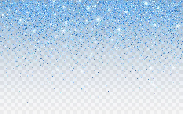 Blue glitter sparkle on a transparent background. Blue vibrant background with twinkle lights. Vector illustration — Stock Vector