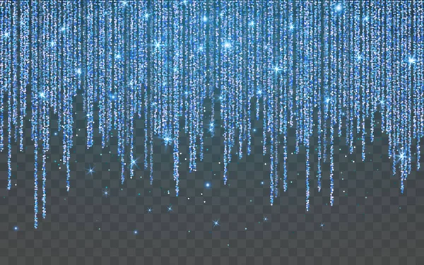Blauer Glanz funkelt auf transparentem Hintergrund. blauer, lebendiger Hintergrund mit funkelnden Lichtern. Vektorillustration — Stockvektor