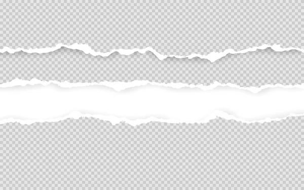 Horizontal aufgerissene Papierkante. gerissene quadratische horizontale weiße Papierstreifen. Vektorillustration — Stockvektor