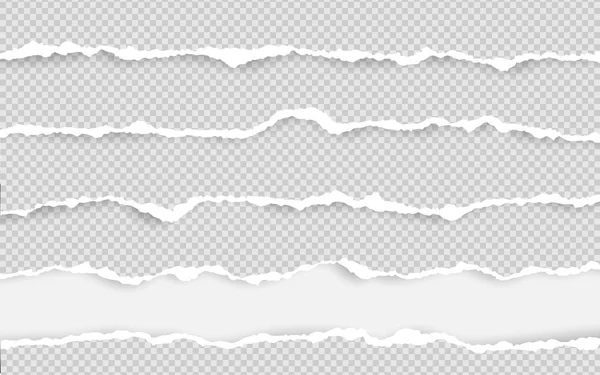 Horizontal torn paper edge. Ripped squared horizontal white paper strips. Vector illustration — Stock Vector