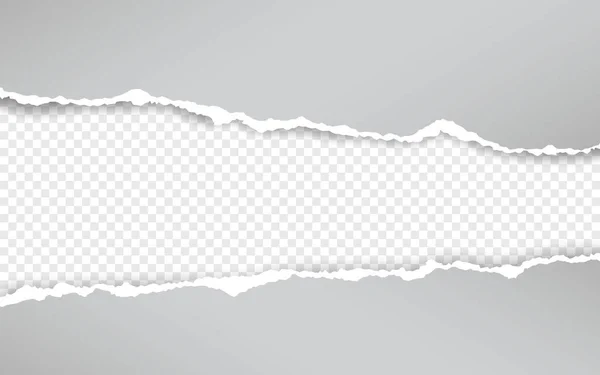 Horizontal torn paper edge. Ripped squared horizontal white paper strips. Vector illustration — Stock Vector