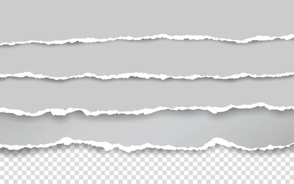 Borde de papel desgarrado horizontal. Tiras de papel blanco horizontales rasgadas al cuadrado. Ilustración vectorial — Vector de stock