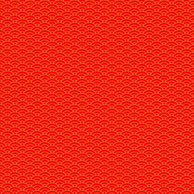 Çin dikişsiz desen. Kırmızı ve altın çin bulutları geleneksel süs arka plan. Vektör çizimi