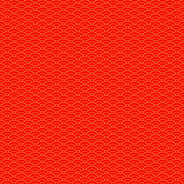Chinesisches nahtloses Muster. rote und goldene chinesische Wolken traditionellen Ornament Hintergrund. Vektorillustration — Stockvektor