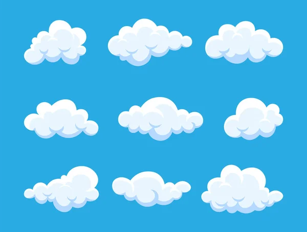 Хмара. Абстрактний білий хмарний набір ізольований на синьому фоні. Векторні ілюстрації — стоковий вектор