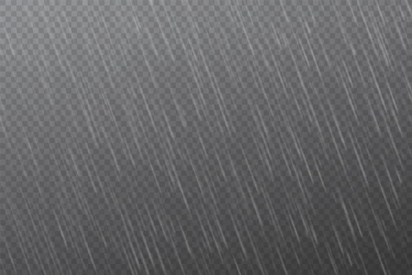Regentropfen auf transparentem Hintergrund. Fallende Wassertropfen. Natur Niederschlag. Vektorillustration — Stockvektor