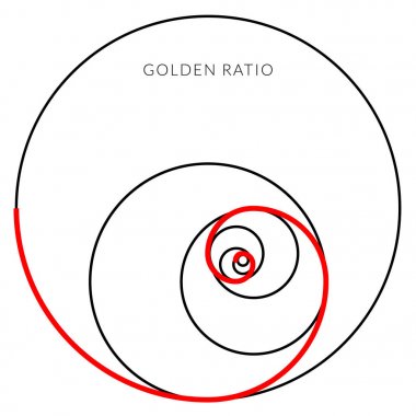 Minimalist tarz tasarımı. Altın oran. Geometrik şekiller. Altın oranda daireler. Fütürist tasarım. Logo. Vektör simgesi. Soyut vektör arkaplanı