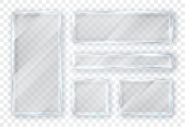ガラス板セット。透明な背景にガラスのバナー。平らなガラスだ。ベクターイラスト — ストックベクタ