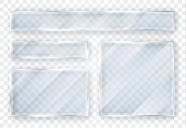 Set de placas de vidrio. Banderas de vidrio sobre fondo transparente. Vidrio plano. Ilustración vectorial — Vector de stock