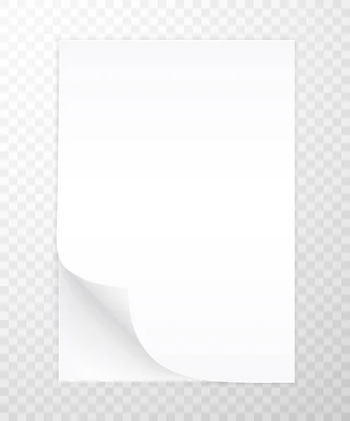 Hoja en blanco A4 de papel blanco con sombra, plantilla para su diseño. Listos. Ilustración vectorial — Vector de stock