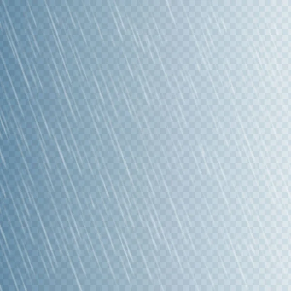 Gotas de lluvia sobre fondo transparente. Cayendo gotas de agua. Lluvias naturales. Ilustración vectorial — Vector de stock