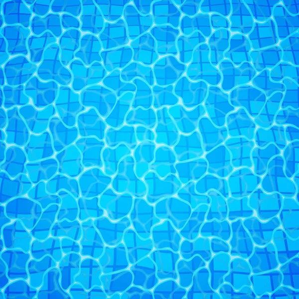 Los cáusticos del fondo de la piscina ondulan y fluyen con el fondo de las olas. Patrón de ondas azules sin costuras. Ilustración vectorial — Archivo Imágenes Vectoriales