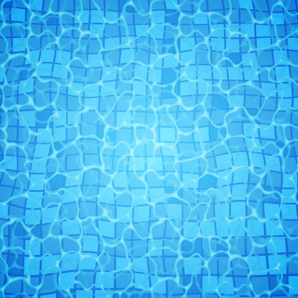 Каустика дна бассейна пульсирует и течёт на фоне волн. Бесшовная синяя рябь. Векторная иллюстрация — стоковый вектор
