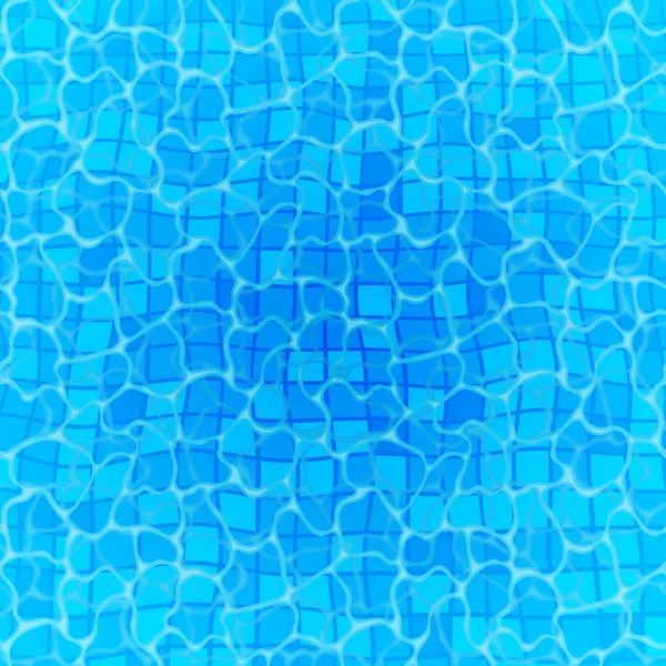 Los cáusticos del fondo de la piscina ondulan y fluyen con el fondo de las olas. Patrón de ondas azules sin costuras. Ilustración vectorial — Archivo Imágenes Vectoriales