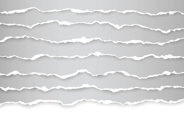 Borde de papel desgarrado horizontal. Tiras de papel blanco horizontales rasgadas al cuadrado. Ilustración vectorial — Archivo Imágenes Vectoriales