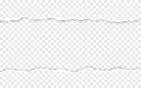 Borda de papel rasgada horizontal. Tiras de papel branco horizontais rasgadas ao quadrado. Ilustração vetorial — Vetor de Stock