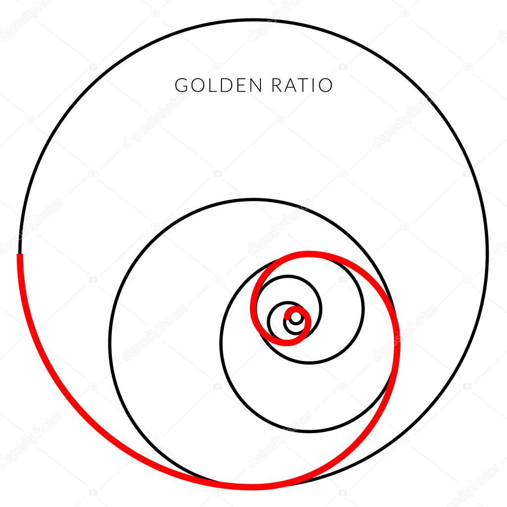 Minimalistic style design. Golden ratio. Geometric shapes. Circles in golden proportion. Futuristic design. Logo. Vector icon. Abstract vector background
