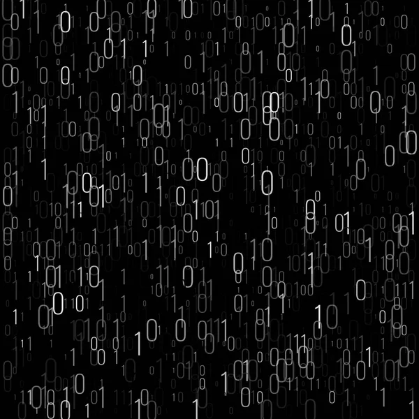 Latar belakang teknologi digital kode biner. Data komputer oleh 0 dan 1. Algoritma Kode Data Biner, Dekripsi dan Penyandian. Ilustrasi vektor - Stok Vektor