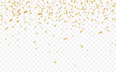 Altın konfeti. Kutlama karnaval kurdeleleri. Lüks tebrik kartı. Vektör çizimi