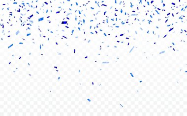 Mavi konfeti. Kutlama karnaval kurdeleleri. Lüks tebrik kartı. Vektör çizimi