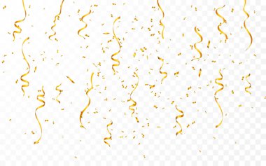 Gold confetti. Celebration carnival ribbons. Luxury greeting card. Vector illustration clipart