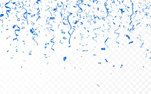Niebieskie konfetti. Uroczystości karnawałowe wstążki. Luksusowa karta okolicznościową. Ilustracja wektorowa — Wektor stockowy