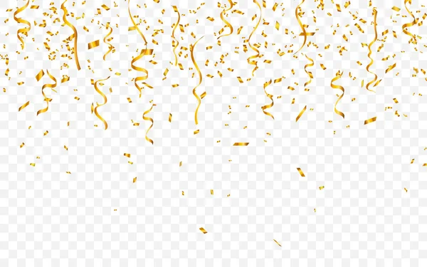 Altın konfeti. Kutlama karnaval kurdeleleri. Lüks tebrik kartı. Vektör çizimi — Stok Vektör