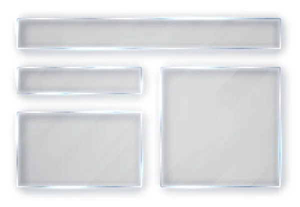 Plaques de verre réglées. Bannières en verre sur fond blanc. Verre plat. Illustration vectorielle — Image vectorielle