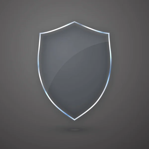 Transparante Shield. Veiligheidsglas kentekenpictogram. Privacy Guard Banner. Protection Shield Concept. Decoratie Secure Element. Defensie teken. Symbool van instandhouding. Vectorillustratie — Stockvector