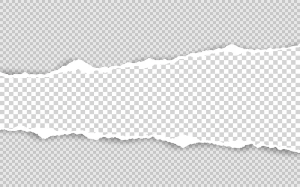 Borde de papel desgarrado horizontal. Tiras de papel blanco horizontales rasgadas al cuadrado. Ilustración vectorial — Archivo Imágenes Vectoriales