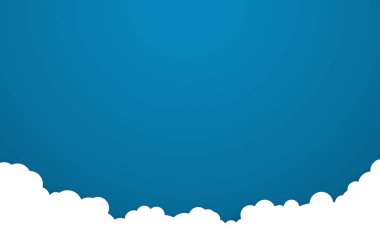 Beyaz bulutlu mavi gökyüzü. Çizgi film düz stil tasarımı. Vektör illüstrasyonu