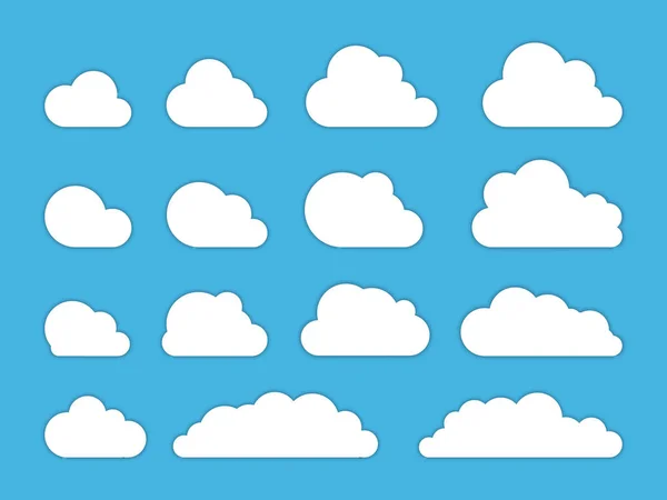 Хмара. Абстрактний білий хмарний набір ізольований на синьому фоні. Векторні ілюстрації — стоковий вектор