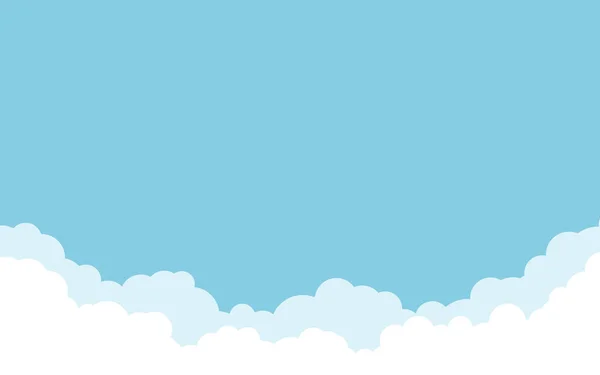 Beyaz bulutlu mavi gökyüzü. Çizgi film düz stil tasarımı. Vektör illüstrasyonu