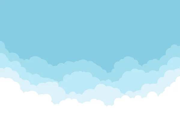 Blauer Himmel mit weißen Wolken Hintergrund. Cartoon-Design im flachen Stil. Vektorillustration — Stockvektor