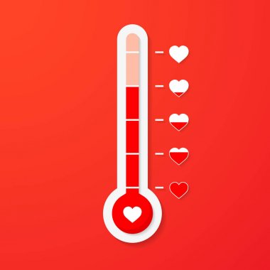 Love thermometer. Valentines Day card element in simple flat style. Vector illustration clipart