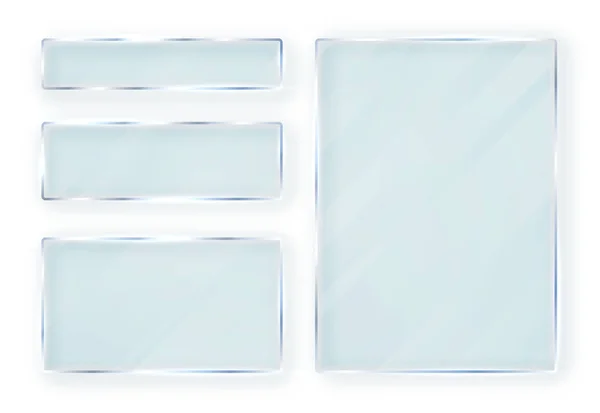 Glasteller Set vorhanden. Glasbanner auf transparentem Hintergrund. Flachglas vorhanden. Vektorillustration — Stockvektor