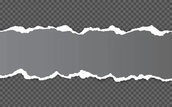 Horizontal aufgerissene Papierkante. gerissene quadratische horizontale weiße Papierstreifen. Vektorillustration — Stockvektor