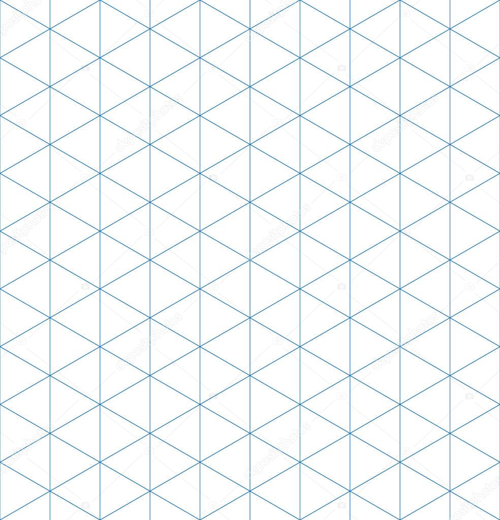 Isometric graph paper background. Seamless pattern. Vector illustration