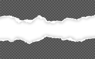 Yatay yırtık kağıt kenarı. Yırtık kare yatay kağıt şeritler. Vektör çizimi