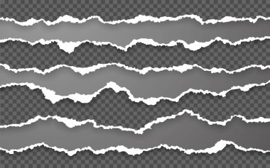 Yatay yırtık kağıt kenarı. Yırtık kare yatay kağıt şeritler. Vektör çizimi