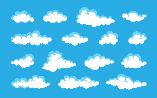 云.蓝色背景上孤立的白色多云集。矢量插图 — 图库矢量图片