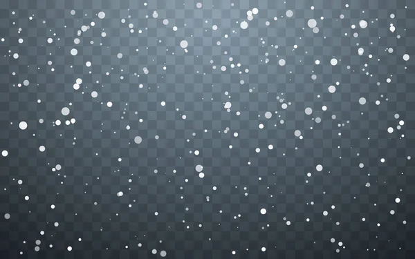 Nieve de Navidad. Copos de nieve cayendo sobre fondo oscuro. Nevadas. Ilustración vectorial — Vector de stock