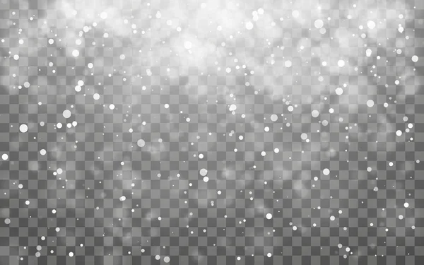 Christmas snow. Falling snowflakes on dark background. Snowfall. Vector illustration — Stock Vector