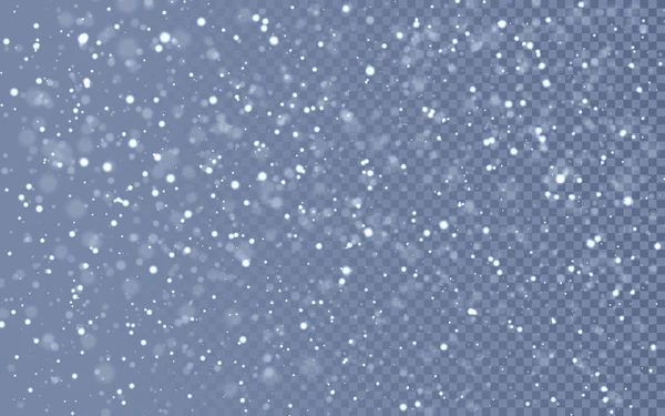 Neve di Natale. Fiocchi di neve cadenti su sfondo scuro. Nevicate. Illustrazione vettoriale — Vettoriale Stock